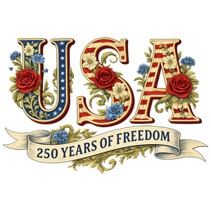 USA Floral Rose 250th Anniversary Design - DTF Ready To Press - DTF Dallas 
