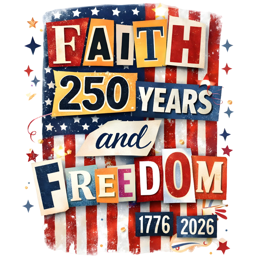 Faith 250 Years and Freedom 1776-2026 Patriotic Design - DTF Ready To Press