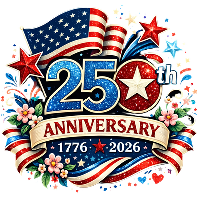 250th Anniversary 1776-2026 American Flag Floral Design - DTF Ready To Press - DTF Dallas 