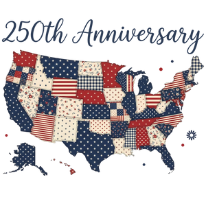 USA Map Faux Embroidery Patchwork 250th Anniversary Design - DTF Ready To Press - DTF Dallas 