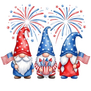 Patriotic Gnomes American Flag Fireworks 4th of July - DTF Ready To Press - DTF Dallas 
