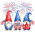 Patriotic Gnomes American Flag Fireworks 4th of July - DTF Ready To Press - DTF Dallas 