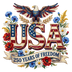 USA 250 Years of Freedom Eagle Floral Patriotic Design - DTF Ready To Press - DTF Dallas 