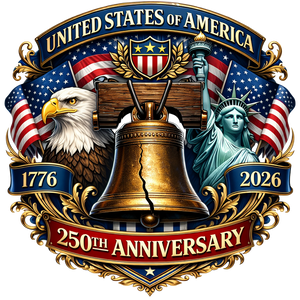 United States 250th Anniversary Liberty Bell Eagle Crest - DTF Ready To Press - DTF Dallas 