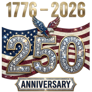 1776-2026 Bling 250 Anniversary Eagle Flag Rhinestone Look - DTF Ready To Press - DTF Dallas 