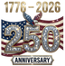 1776-2026 Bling 250 Anniversary Eagle Flag Rhinestone Look - DTF Ready To Press - DTF Dallas 