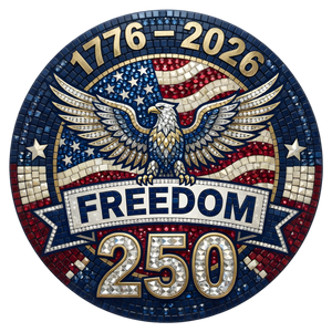 Freedom 250 Mosaic Eagle Faux Rhinestone 1776-2026 - DTF Ready To Press - DTF Dallas 