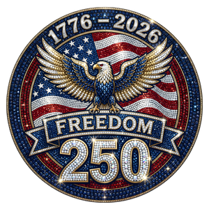 Freedom 250 Faux Rhinestone Bling Eagle 1776-2026 - DTF Ready To Press - DTF Dallas 