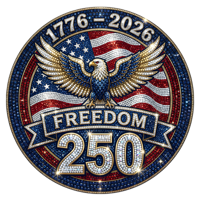 Freedom 250 Faux Rhinestone Bling Eagle 1776-2026 - DTF Ready To Press - DTF Dallas 