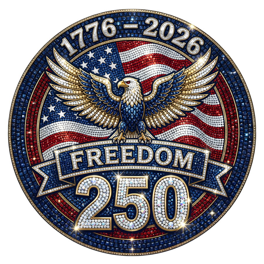 Freedom 250 Faux Rhinestone Bling Eagle 1776-2026 - DTF Ready To Press