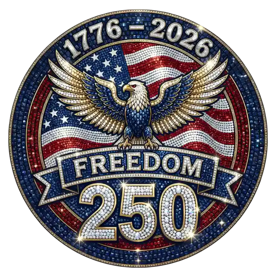 Freedom 250 Faux Rhinestone Bling Eagle 1776-2026 - DTF Ready To Press