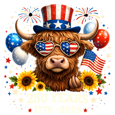 Highland Cow Patriotic 250 Years Uncle Sam Hat 1776-2026 - DTF Ready To Press - DTF Dallas 