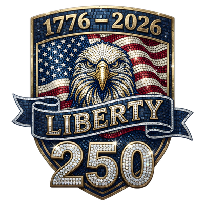 Liberty 250 Faux Mosaic Eagle Shield 1776-2026 - DTF Ready To Press - DTF Dallas 
