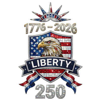 Liberty 250 Faux Mosaic Eagle Statue of Liberty 1776-2026 - DTF Ready To Press - DTF Dallas 