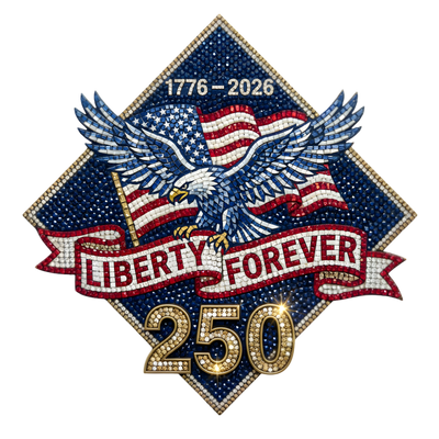 Liberty Forever 250 Faux Mosaic Eagle Diamond 1776-2026 - DTF Ready To Press - DTF Dallas 