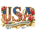 USA 250 Years of Freedom Vintage Hibiscus Floral - DTF Ready To Press - DTF Dallas 