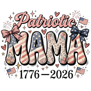 Patriotic Mama Coquette Bow Leopard Flag 1776-2026 - DTF Ready To Press - DTF Dallas 