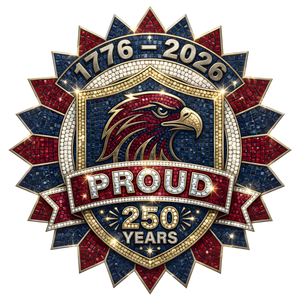 Proud 250 Years Faux Mosaic Eagle Star Badge 1776-2026 - DTF Ready To Press - DTF Dallas 