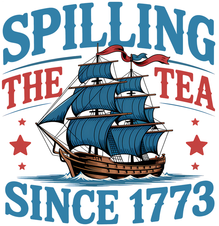 Vintage USA Patriotic Ship Design pressed on a garment