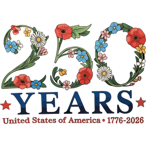 250 Years United States Floral Boho 1776-2026 - DTF Ready To Press - DTF Dallas 