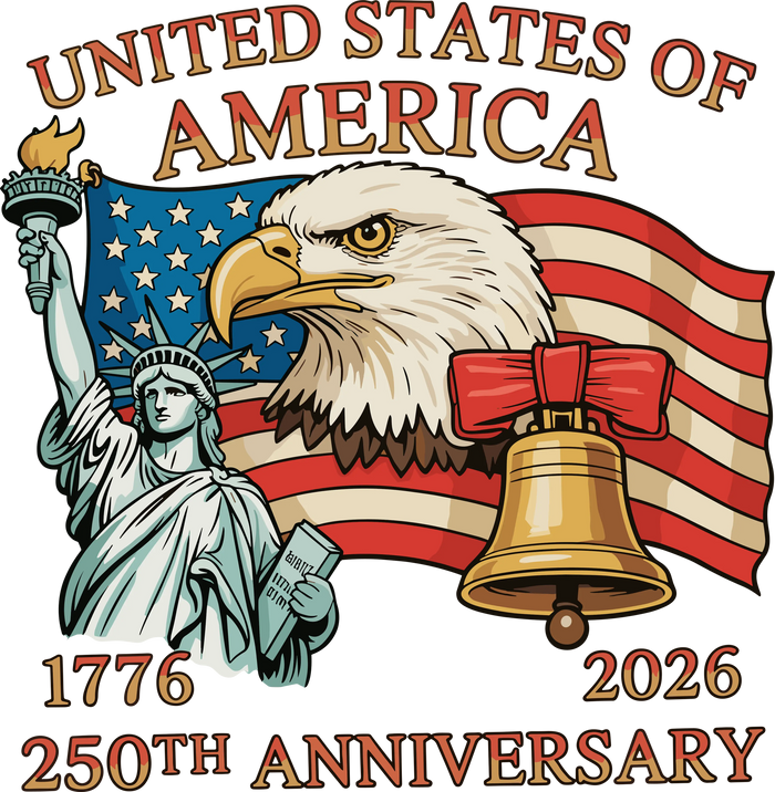 United States of America 250th Anniversary Eagle Design pressed on a garment
