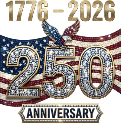 1776-2026 Faux Rhinestone 250 Anniversary Eagle Flag - DTF Ready To Press - DTF Dallas 