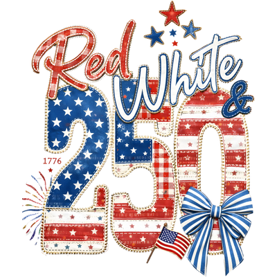 Red White & 250 Faux Embroidery Patchwork 1776 - DTF Ready To Press - DTF Dallas 