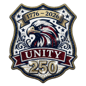 Unity 250 Faux Embroidery Beaded Eagle Shield 1776-2026 - DTF Ready To Press - DTF Dallas 