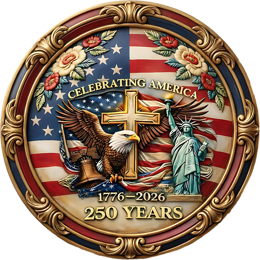 Celebrating America 250 Years Eagle Cross Liberty Bell - DTF Ready To Press