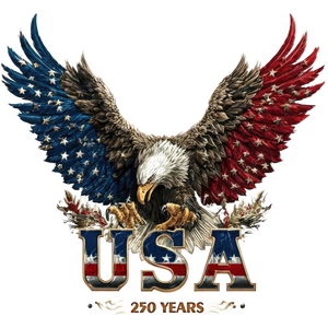 USA 250 Years Bald Eagle Stars & Stripes Wings - DTF Ready To Press - DTF Dallas 