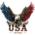 USA 250 Years Bald Eagle Stars & Stripes Wings - DTF Ready To Press - DTF Dallas 