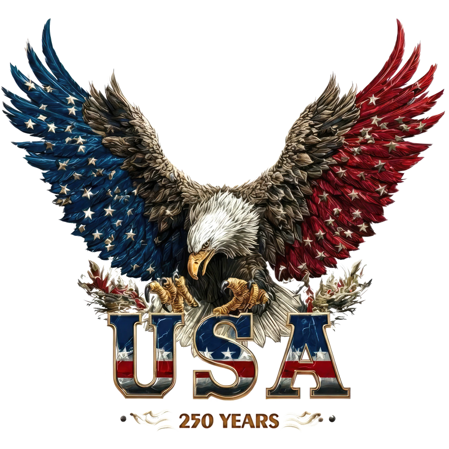 USA 250 Years Bald Eagle Stars & Stripes Wings - DTF Ready To Press