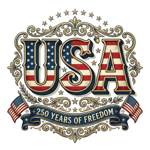 USA 250 Years of Freedom Vintage Emblem Design - DTF Ready To Press - DTF Dallas 