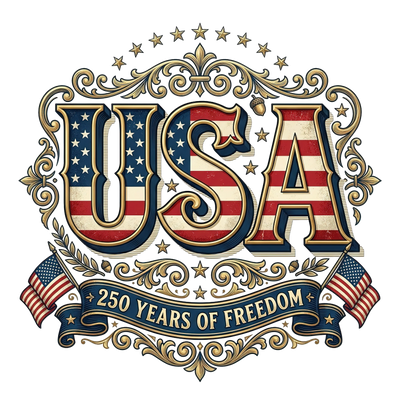 USA 250 Years of Freedom Vintage Emblem Design - DTF Ready To Press - DTF Dallas 
