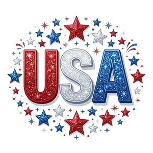 USA Glitter Stars Patriotic Design - DTF Ready To Press - DTF Dallas 