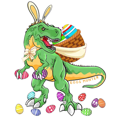 T-Rex Easter Hunting Design - DTF Ready To Press - DTF Dallas 