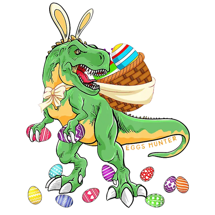 T-Rex Easter Hunting Design pressed on a garment