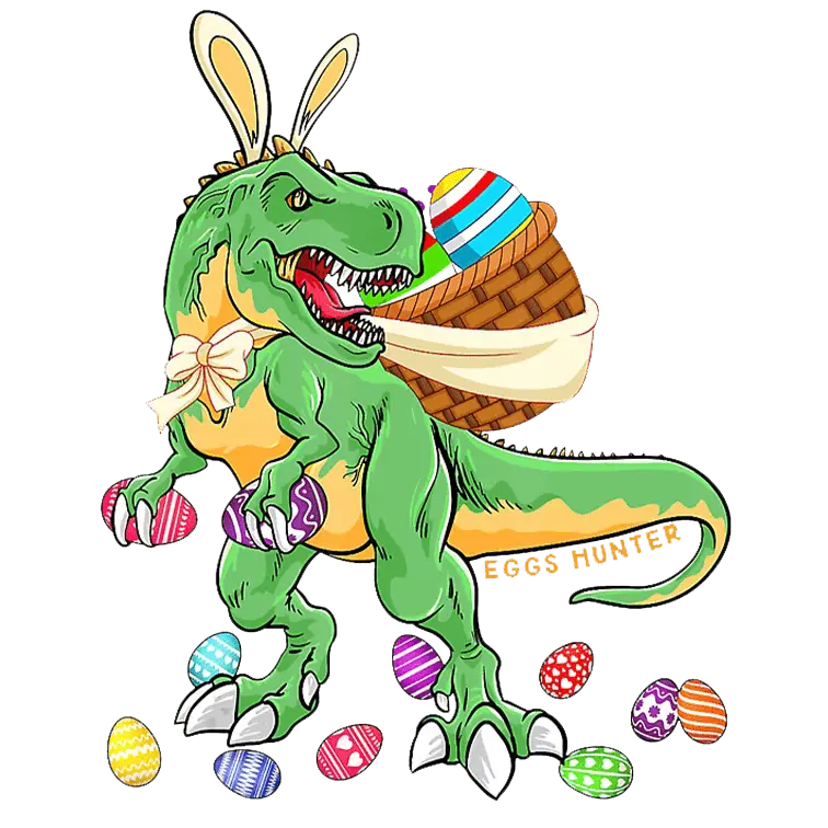 T-Rex Easter Hunting Design - DTF Ready To Press
