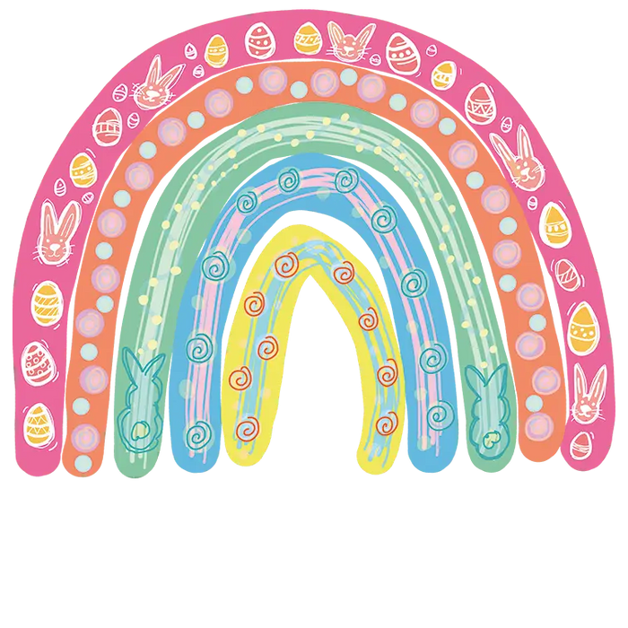 Easter Rainbow Design pressed on a garment