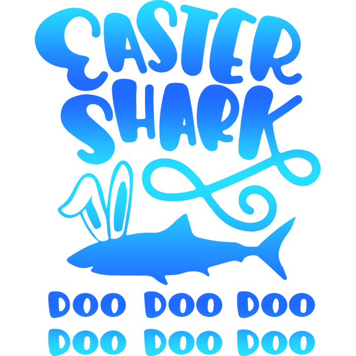Easter Shark Doo Doo Design pressed on a garment