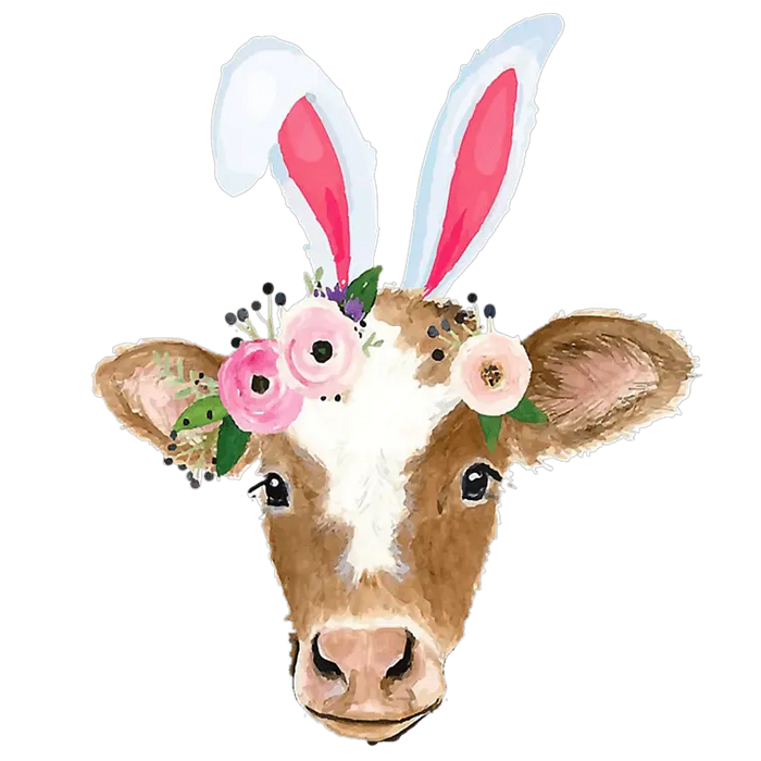 Easter Cow Design pressed on a garment