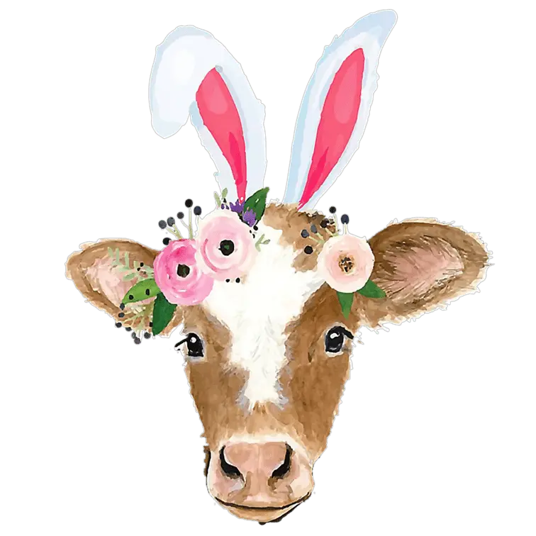 Easter Cow Design - DTF Ready To Press