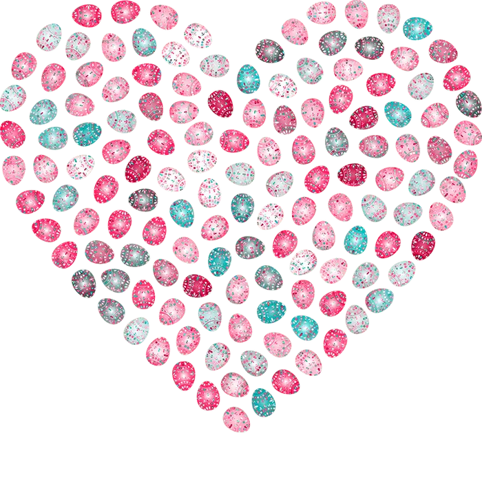 Eggs Of Heart Easter Design pressed on a garment
