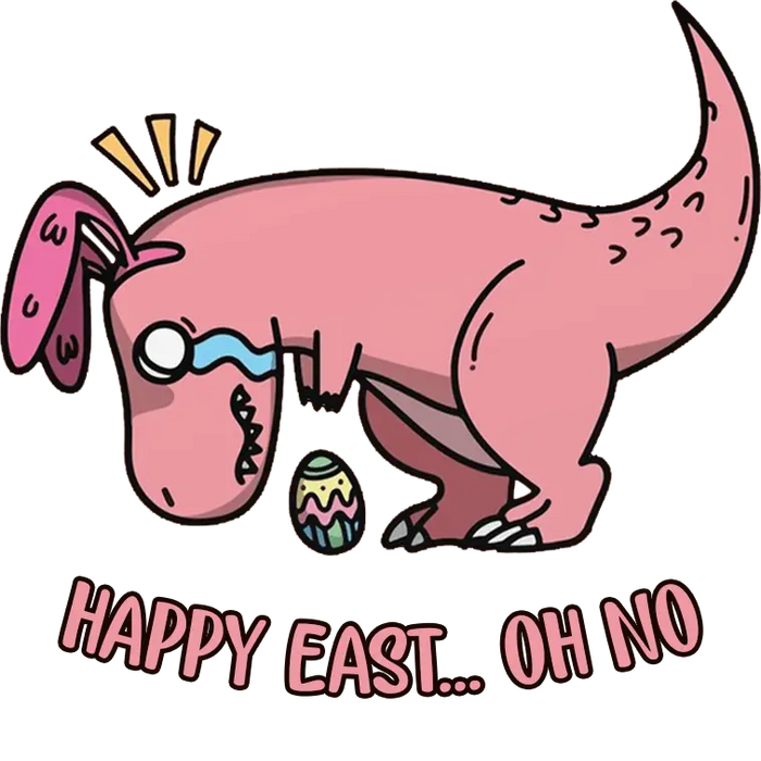 Happy Easter Dino Design pressed on a garment