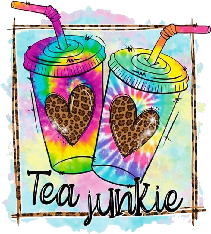 Tea Junkie Design pressed on a garment