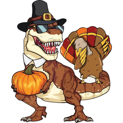 Thanksgiving T-rex Design - DTF Ready To Press - DTF Dallas 