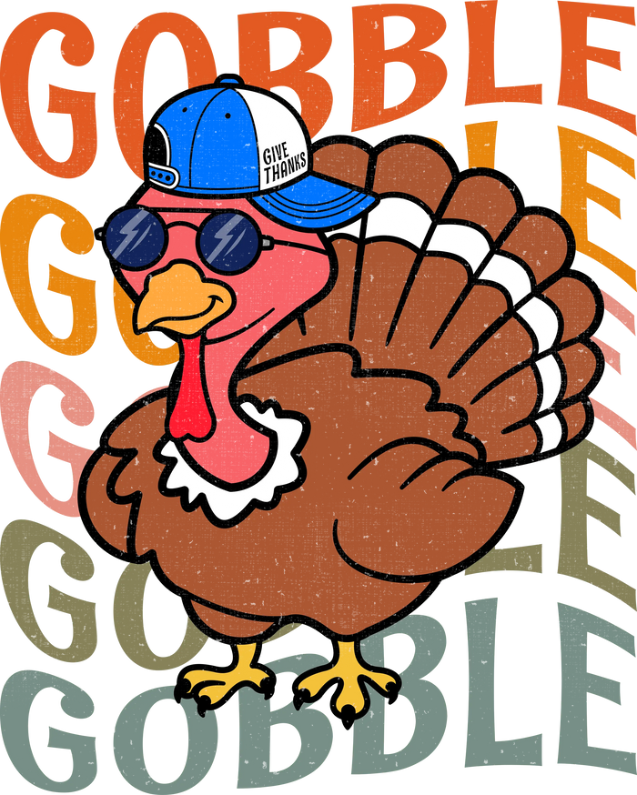 Thanksgiving Gobble Design pressed on a garment