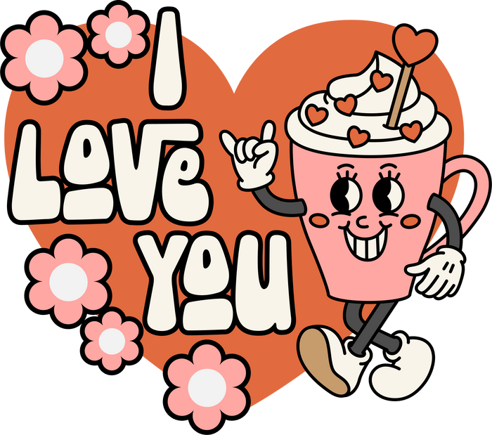 I Love You Valentine's Day Design pressed on a garment