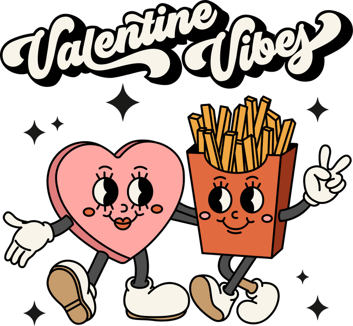 Valentine's Day Vibes Design pressed on a garment