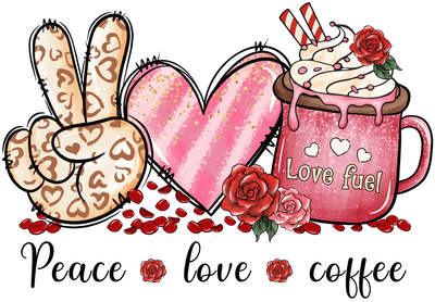 Peace Love Coffee Valentine's Day Design | DTF Dallas - DTF Dallas 